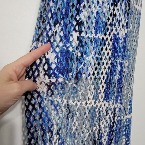 Colori Blue Tones Mini Dress Maxi Netting Overlay Spaghetti Straps Beachy  Small - Picture 3 of 8